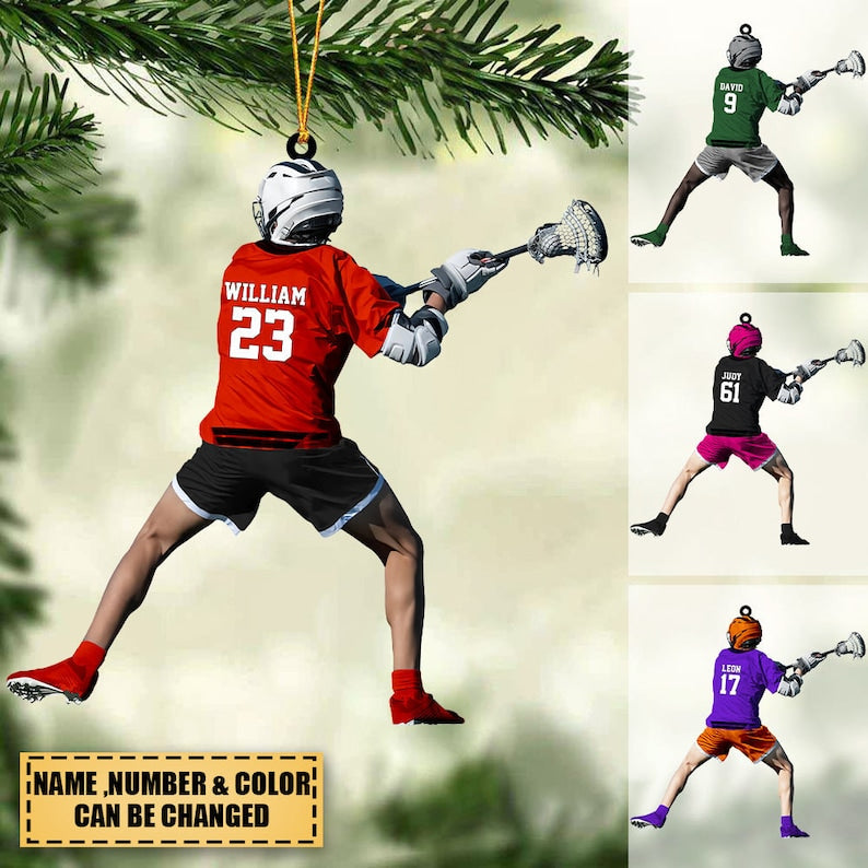 Personalized Lacrosse Players Christmas Ornament, Custom Name Number Lacrosse Players Ornament ON0357