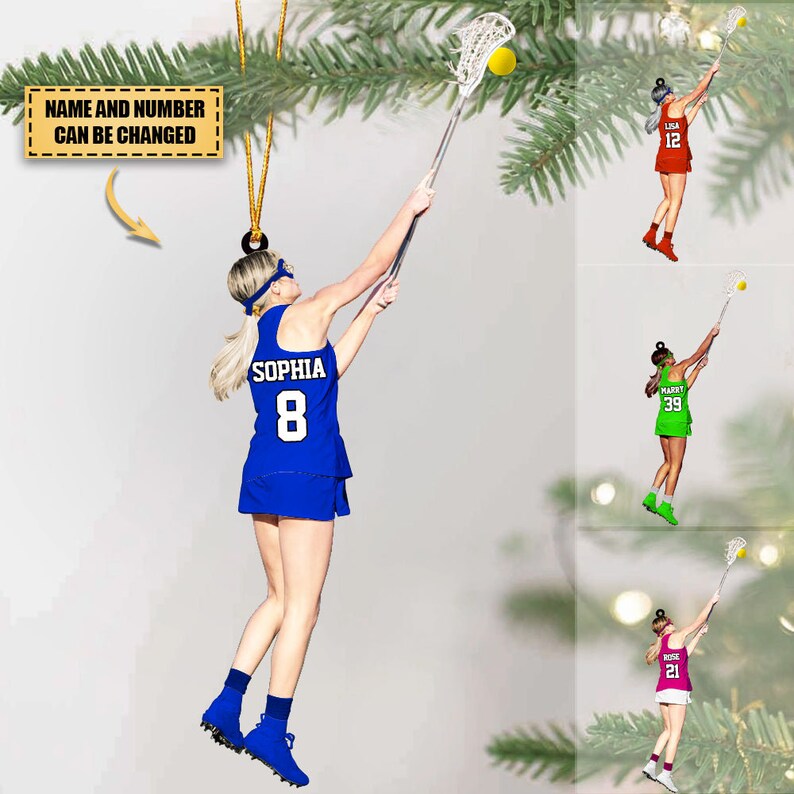 Personalized Lacrosse Players Christmas Ornament, Custom Lacrosse Women Female Ornament With Name Number ON0227