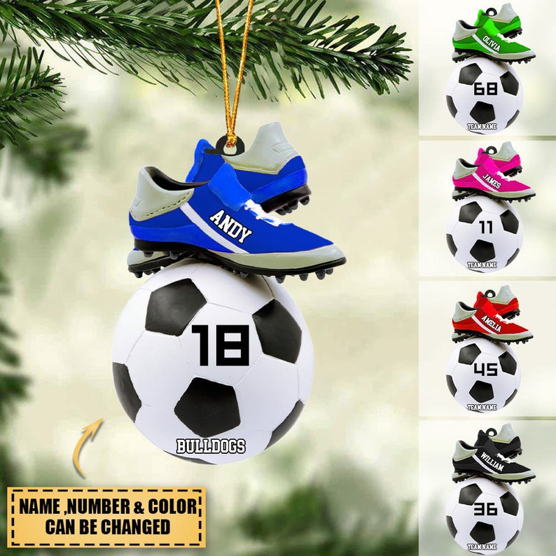 Personalized Soccer Shoes Ornament, Custom Name Number Soccer Ornament, Soccer Girl Boy Ornament ON0162