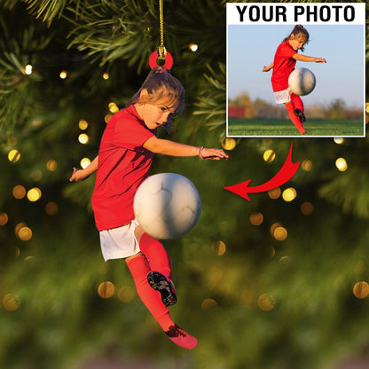 Custom Photo Soccer Player Ornament, Personalized Soccer Christmas Ornament ON0388