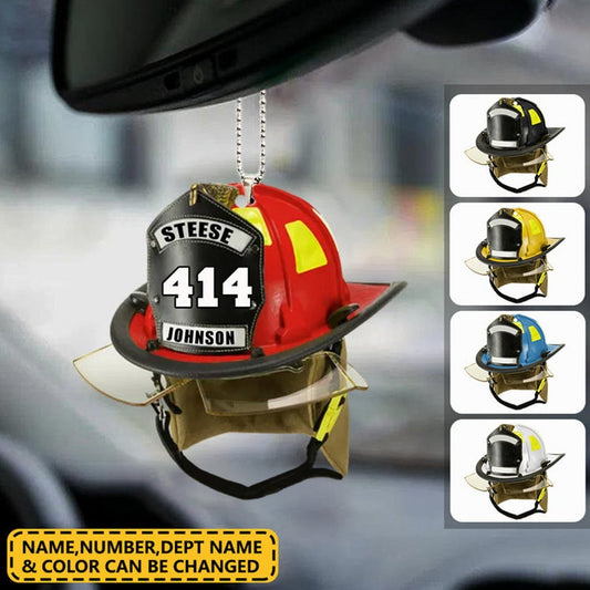 Personalized Firefighter Helmet Ornament, Custom Name Number American Firefighter Ornament, Proud Firefighter Ornament ON0435