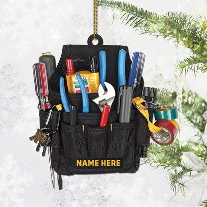 Personalized Electrician Tool Bag Christmas Ornament 2024, Custom Name Electrician Ornament ON0778