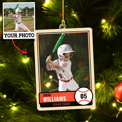 Custom Photo Baseball Card Ornament, Personalized Baseball Picture Ornament, Custom Name Baseball Christmas Ornament 2024 ON0214