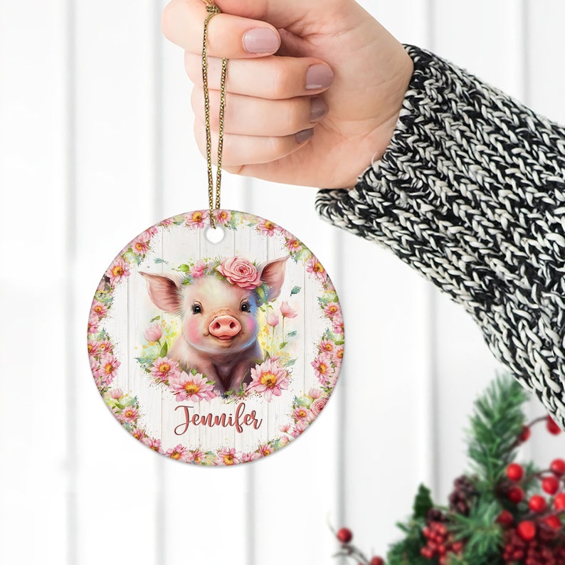 Personalized Just a Girl Who Loves Pigs Ornament, Custom Name Pig Christmas Ornament, Ornament For Pig Lover ON0242