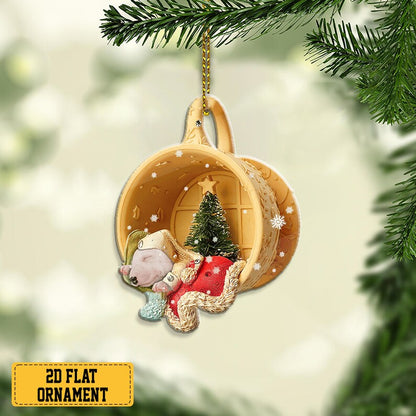 Custom Bull Terrier Dog Sleeping in Yellow Tiny Cup Christmas Ornament, Personalized Dog Christmas Ornament 2024 ON0146