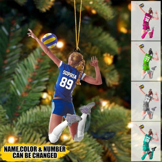 Personalized Volleyball Girl Ornament, Custom Volleyball Player Christmas Ornament With Name Number ON0217