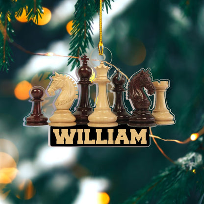 Custom Name Chess Ornament, Personalized Chess Christmas Ornament For Chess Team Chess Lovers ON0344