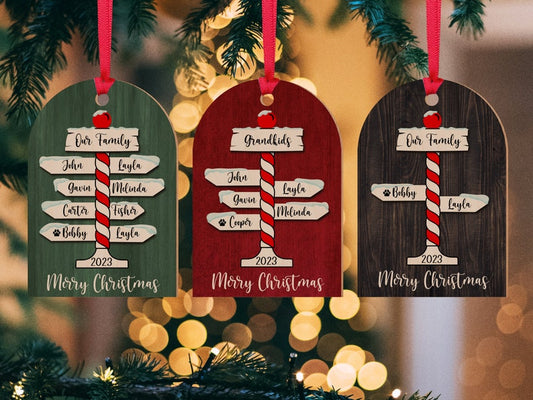 Personalized Family Merry Christmas Wooden Ornament 2024, Custom Christmas Tree Ornament With Family Names ON0125