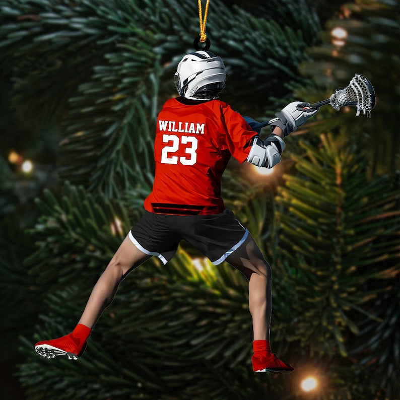 Personalized Lacrosse Players Christmas Ornament, Custom Name Number Lacrosse Players Ornament ON0357