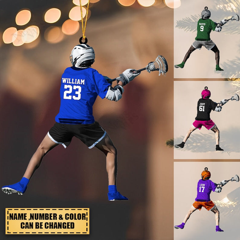 Personalized Lacrosse Players Christmas Ornament, Custom Name Number Lacrosse Players Ornament ON0357