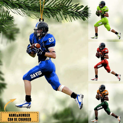 Personalized Football Players Running Ornament, Custom American Football Ornament With Name Number ON0223