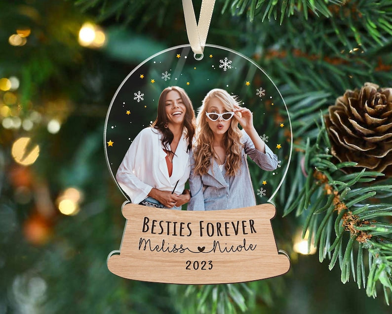 Custom Photo Besties Forever Christmas Ornament, Personalized Friend Christmas Ornament 2024 ON0351