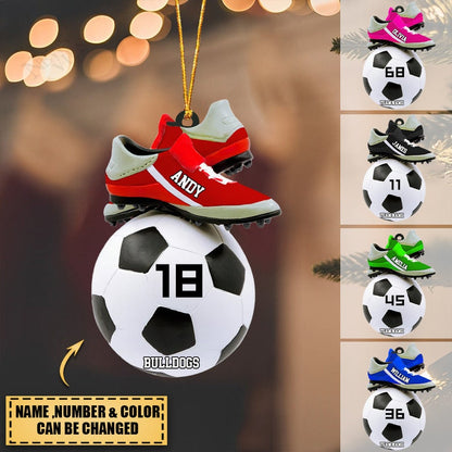 Personalized Soccer Shoes Ornament, Custom Name Number Soccer Ornament, Soccer Girl Boy Ornament ON0162