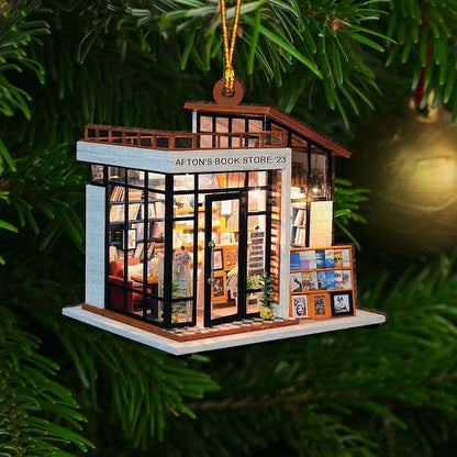 Customized Book Store Ornament, Custom Bookshelves Bookshelf Ornaments For Book Lovers ON0248