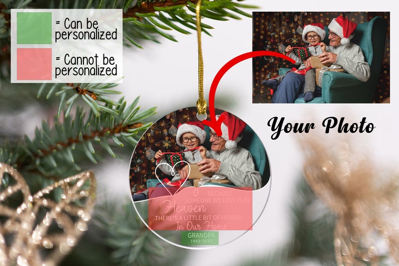 Personalized Because Someone We Love Is In Heaven Memorial Ornament, In Loving Memory Christmas Ornament ON0059