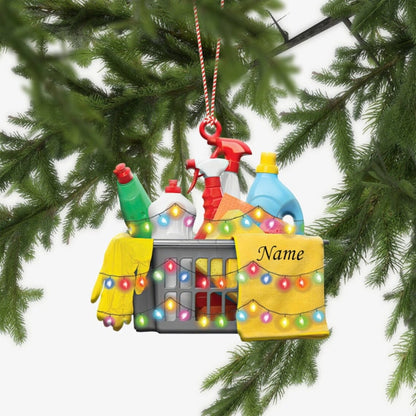 Personalized Housekeeping Tools Light Christmas Ornament, Custom Name Cleaning Cleaner Ornament ON0816