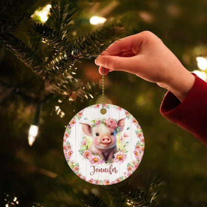 Personalized Just a Girl Who Loves Pigs Ornament, Custom Name Pig Christmas Ornament, Ornament For Pig Lover ON0242