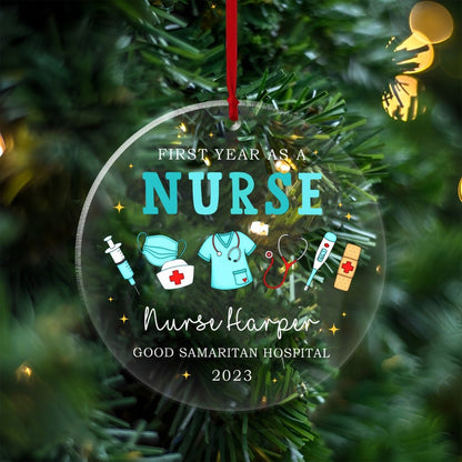 Personalized First Year As A Nurse Ornament, Custom New Nurse Christmas Ornament With Name ON0266