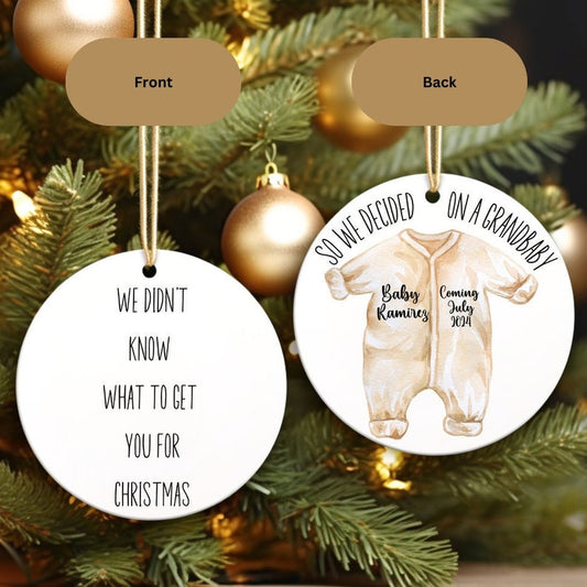 Personalized We Didn't Know What To Get You For Christmas So We Decided On A Grandbaby Ornament, Custom Pregnancy Announcement Grandparents Ornament 2024 ON0159