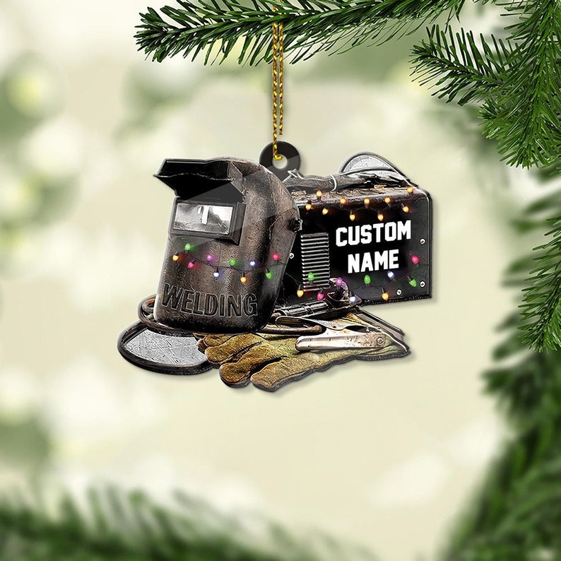 Personalized Name Welder Mask Christmas Ornament, Custom Name Welder Tool Ornament ON0327