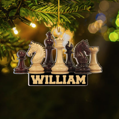 Custom Name Chess Ornament, Personalized Chess Christmas Ornament For Chess Team Chess Lovers ON0344