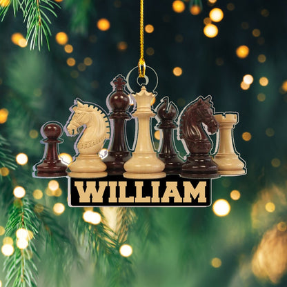 Custom Name Chess Ornament, Personalized Chess Christmas Ornament For Chess Team Chess Lovers ON0344