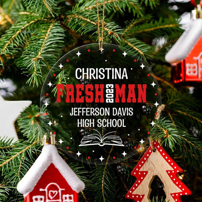 Personalized High School Freshman 9th Grade College Ornament, Custom Name Freshman Year Christmas Ornament ON0273