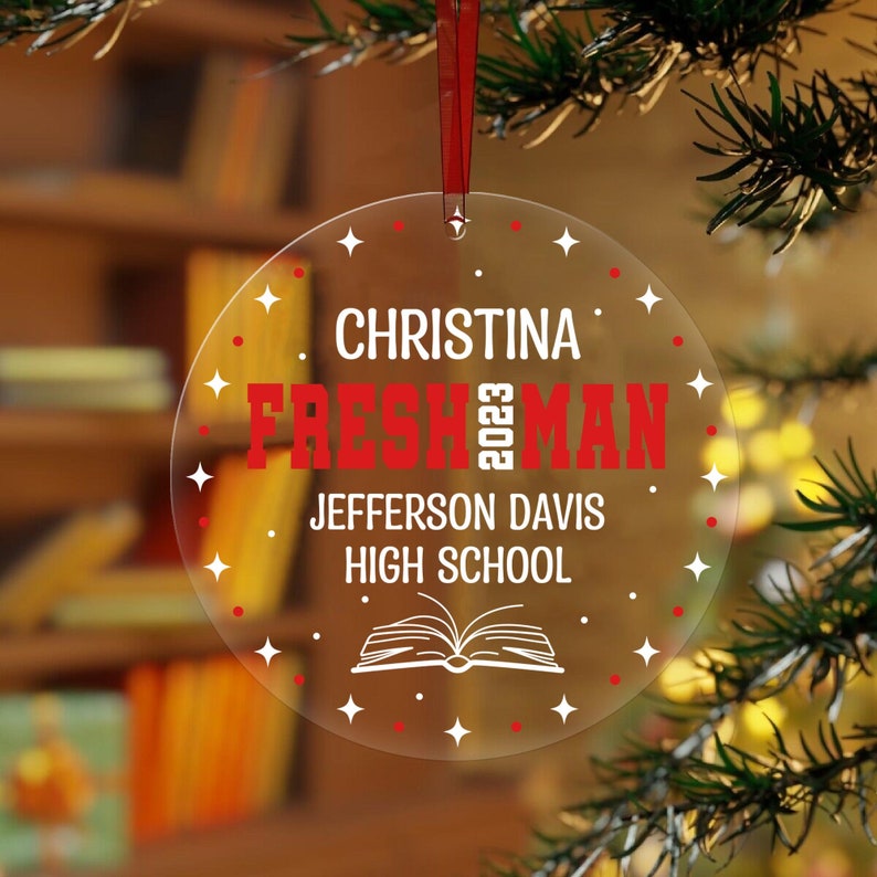 Personalized High School Freshman 9th Grade College Ornament, Custom Name Freshman Year Christmas Ornament ON0273