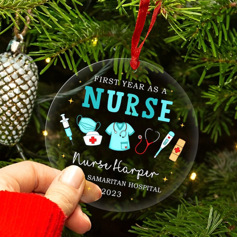 Personalized First Year As A Nurse Ornament, Custom New Nurse Christmas Ornament With Name ON0266