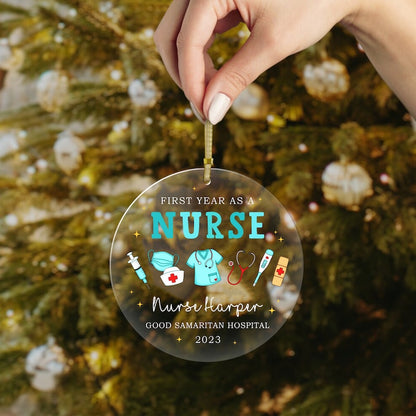 Personalized First Year As A Nurse Ornament, Custom New Nurse Christmas Ornament With Name ON0266