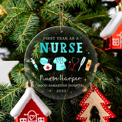 Personalized First Year As A Nurse Ornament, Custom New Nurse Christmas Ornament With Name ON0266