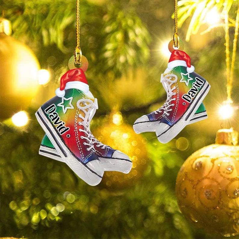 Personalized Sneakers Christmas Ornament 2024, Custom Name Sneakers Shoes Lovers Ornament ON0782