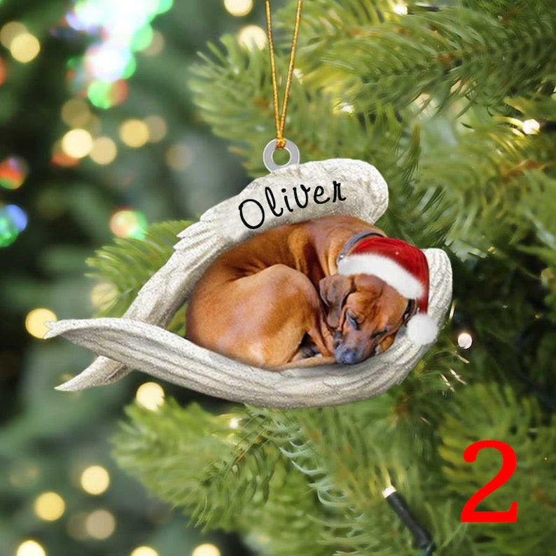 Personalized Rhodesian Ridgeback Sit On The Moon Memorial Ornament, Custom Name Rhodesian Xmas Ornament ON0549