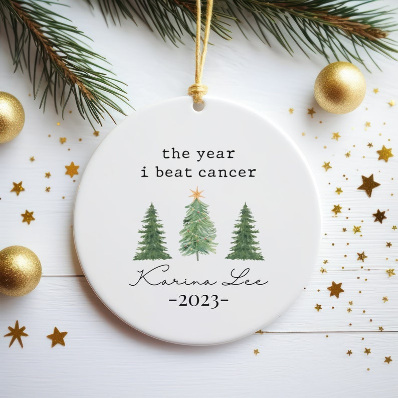 Personalized The Year I Beat Cancer Christmas Ornament, Custom Name Cancer Survivor Ornament ON0253