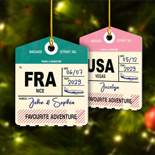 Personalized Luggage Tag Travel Christmas Ornament, Custom Travel Christmas Ornament 2024 ON0400