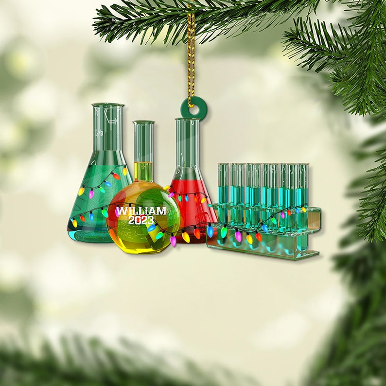 Personalized Glass Chemistry Christmas Ornament 2024, Custom Name Chemistry Lovers Ornament ON0767