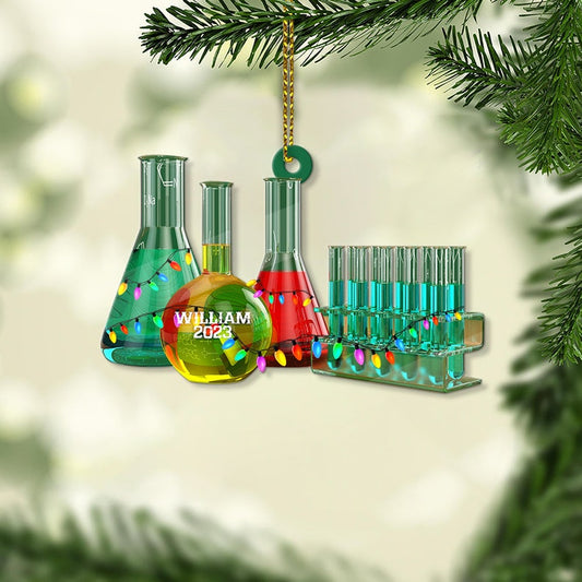 Personalized Glass Chemistry Christmas Ornament 2024, Custom Name Chemistry Lovers Ornament ON0767