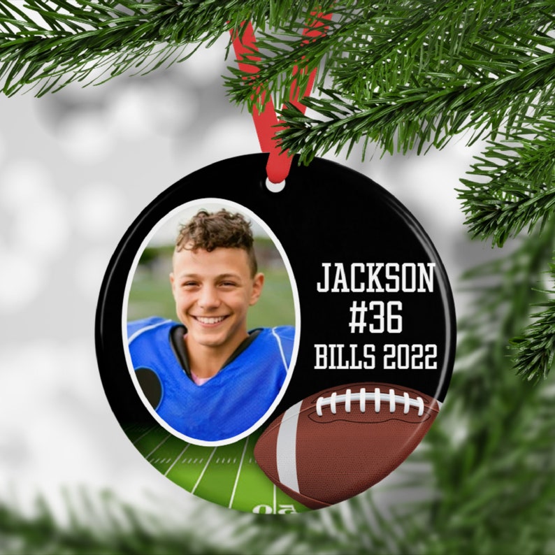 Custom Photo American Football Christmas Ornament, Personalized Football Picture Ornament ON0389