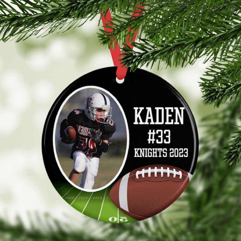 Custom Photo American Football Christmas Ornament, Personalized Football Picture Ornament ON0389