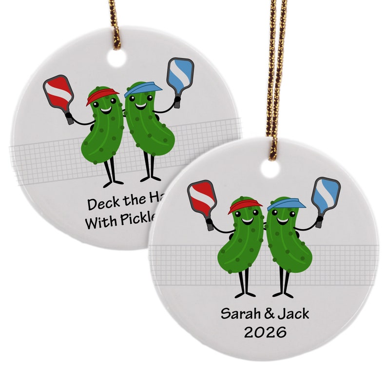 Personalized Pickleball Christmas Ornament, Custom Funny Pickle Pickleball Ornament With Text, Sport Christmas Ornament 2024 ON0199