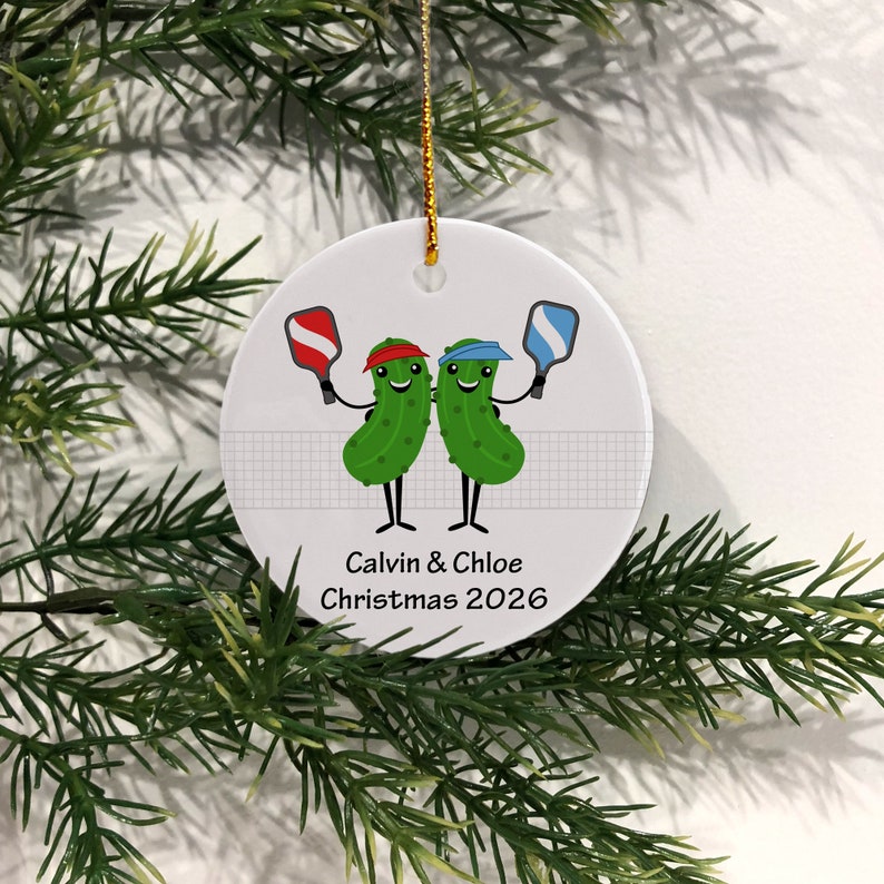 Personalized Pickleball Christmas Ornament, Custom Funny Pickle Pickleball Ornament With Text, Sport Christmas Ornament 2024 ON0199