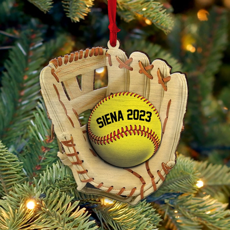 Personalized Softball Gloves Ornament, Custom Softball Ornament With Name, Custom Softball Team Softball Lover Ornament ON0250