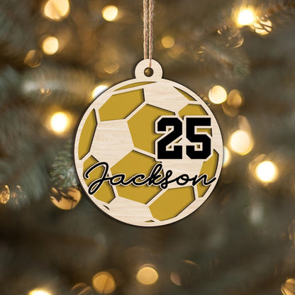 Personalized Soccer Ball 2 Layered Wood Ornament, Custom Soccer Player Christmas Tree Ornament, Christmas Ornament For Soccer Lover ON0219