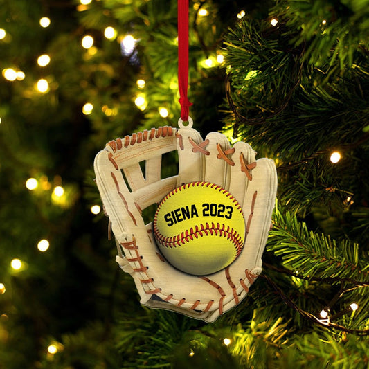 Personalized Softball Gloves Ornament, Custom Softball Ornament With Name, Custom Softball Team Softball Lover Ornament ON0250