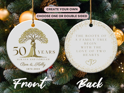 Personalized 50 Years Always And Forever Anniversary Ornament, Custom Name Years Mr Mrs 50th Anniversary Ornament, Gold 50th Anniversary Ornament ON0256