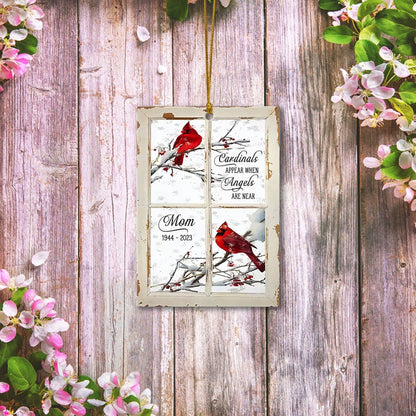 Personalized Cardinals Appear When Angels Are Near Memorial Ornament, Custom Cardinals at Window Memorial Ornament With Name Date ON0070