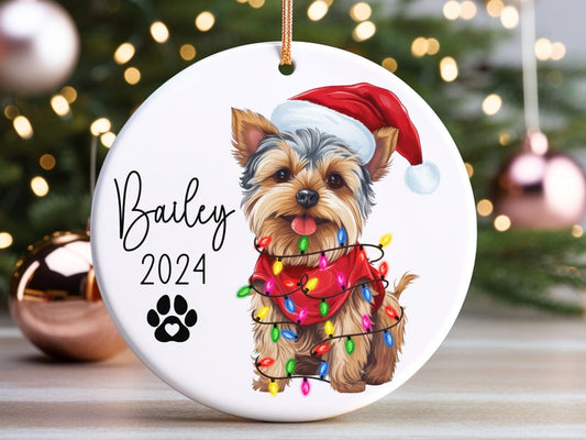 Personalized Yorkshire Terrier Christmas Ornament, Custom Name Yorkie Dog Christmas Ornament ON0386