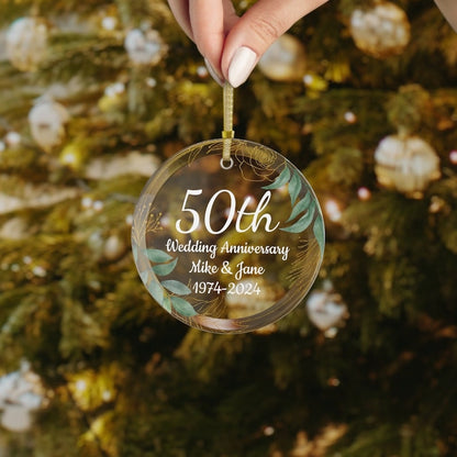 Personalized 50th Wedding Anniversary Ornament 2024, Custom Golden 50th Anniversary With Name Date ON0257