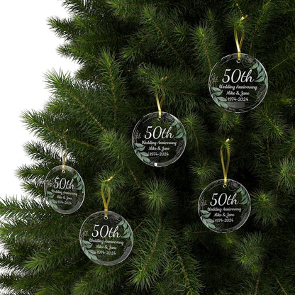 Personalized 50th Wedding Anniversary Ornament 2024, Custom Golden 50th Anniversary With Name Date ON0257