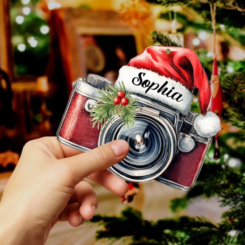 Personalized Photographer Ornament Christmas 2024, Custom Camera Lover Acrylic Ornament With Name ON0147